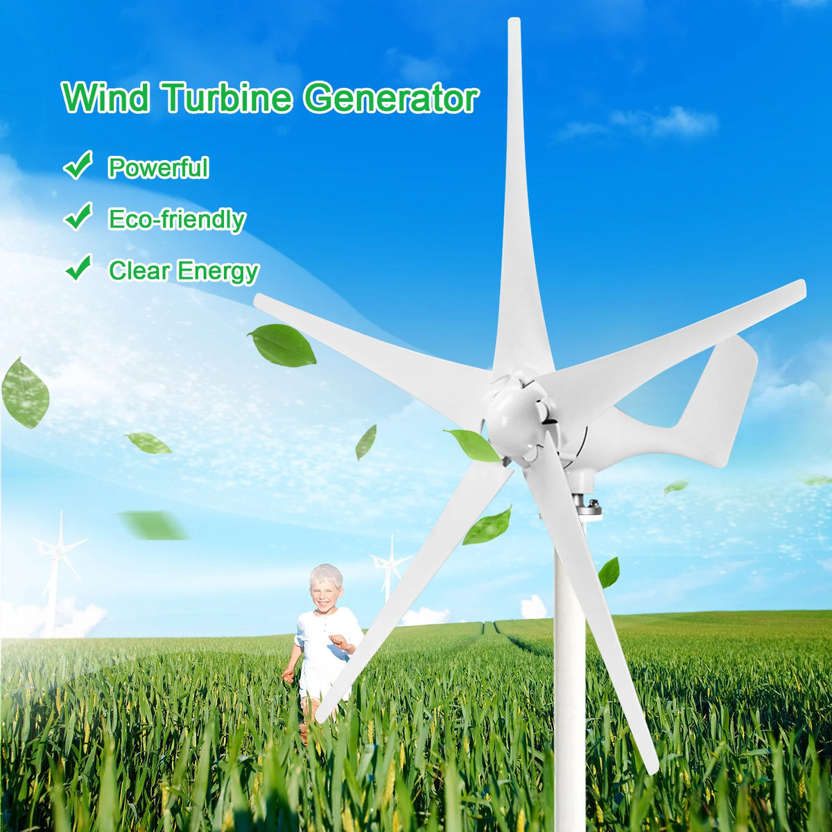 1200W 12V 5 Blades Wind Turbine Generator Kit N7898