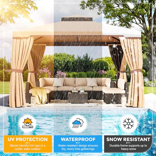 10 x 10 FT Outdoor Gazebo with Vented Soft Canopy and Mosquito Netting X443680