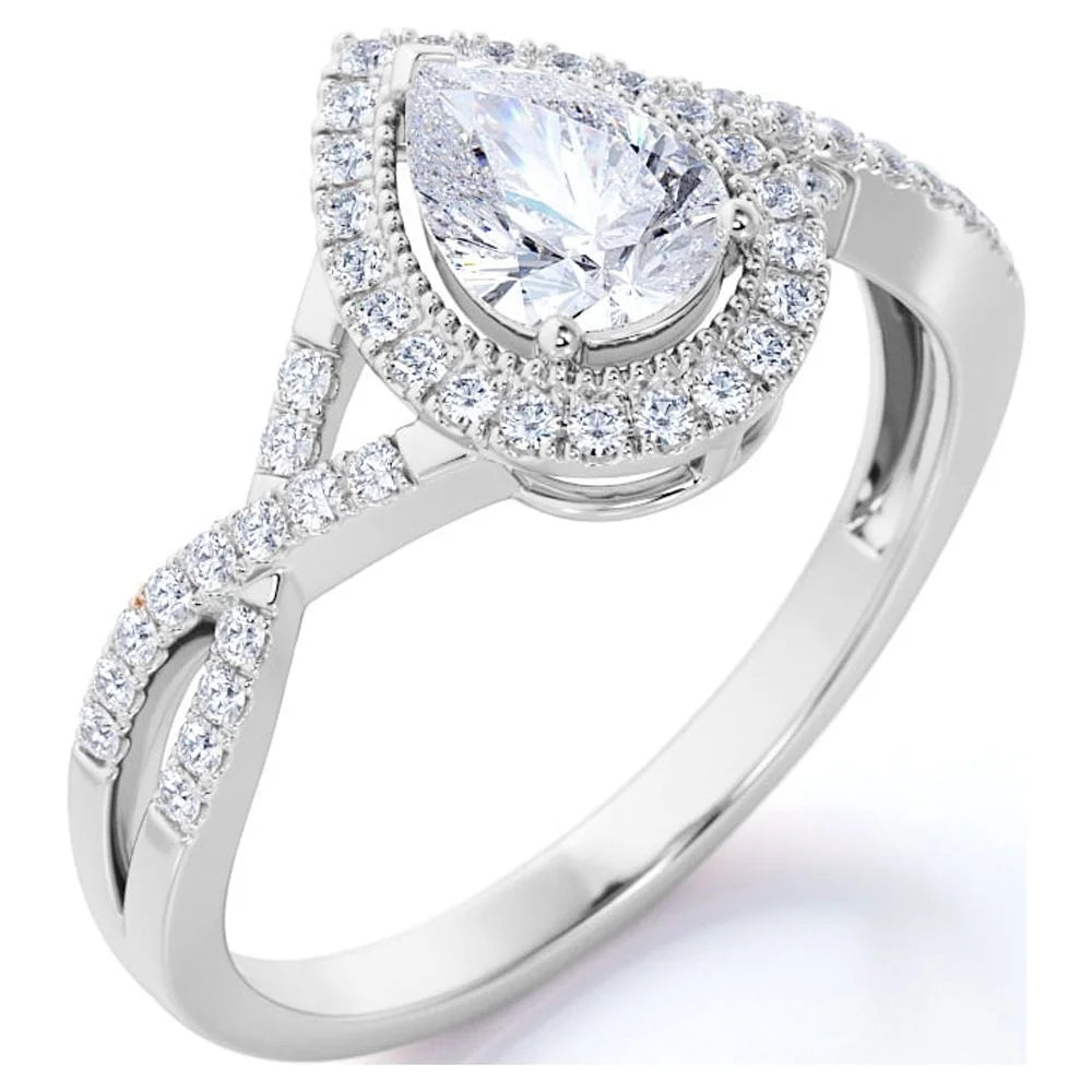 1.75 Carat Pear Cut Moissanite Engagement Ring Y788