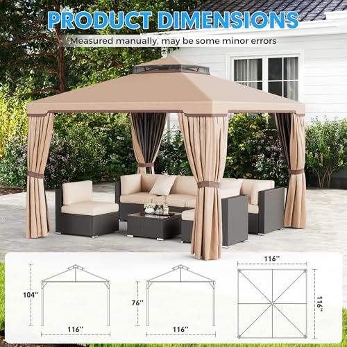 10 x 10 FT Outdoor Gazebo with Vented Soft Canopy and Mosquito Netting X443680