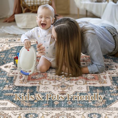 10x14 Washable Vintage Area Rug S38420