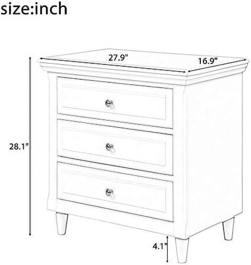 3 Drawer Nightstand Bedside Table with Hidden Space W6284