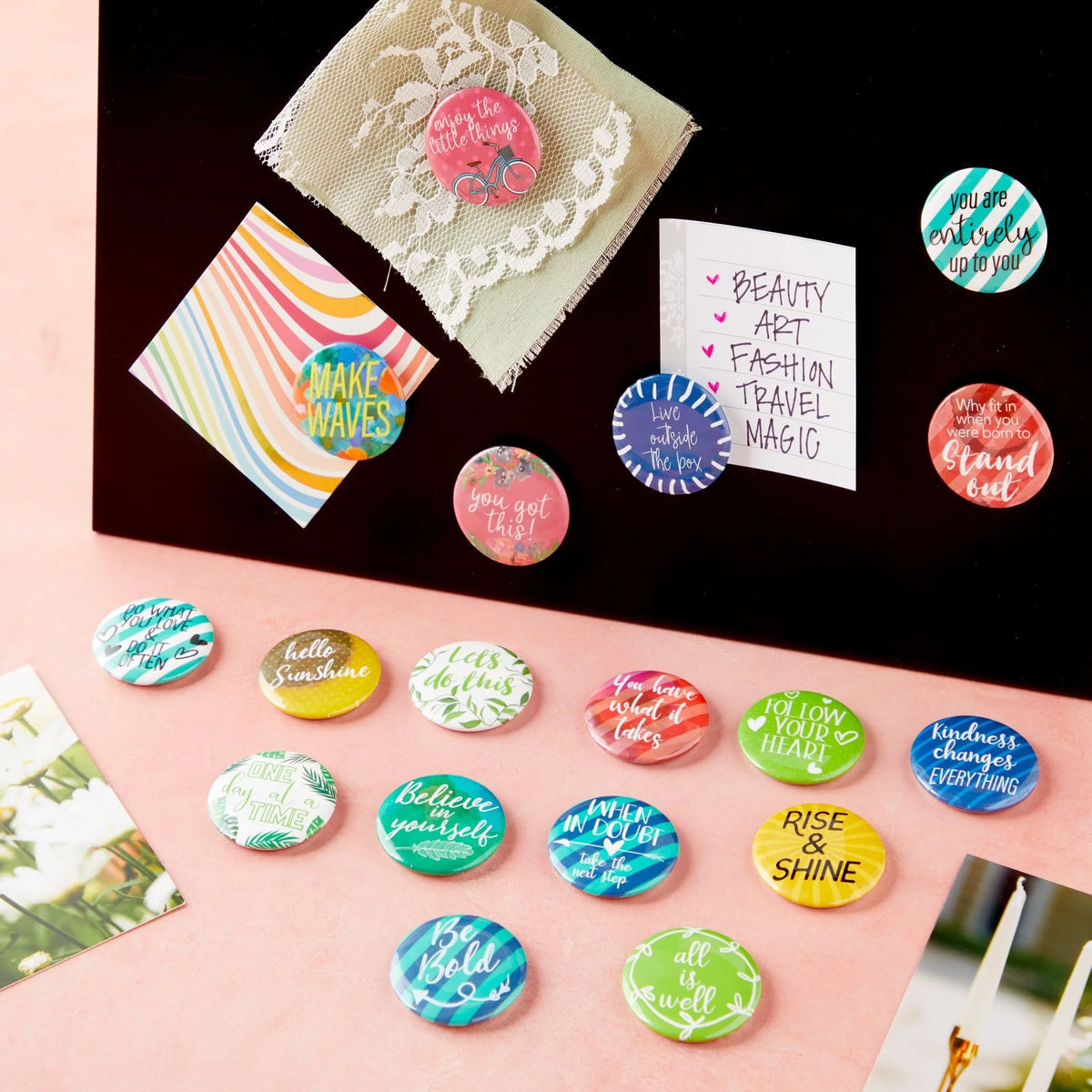 18 Pack Colorful Inspirational Magnets 1.25 In V1879