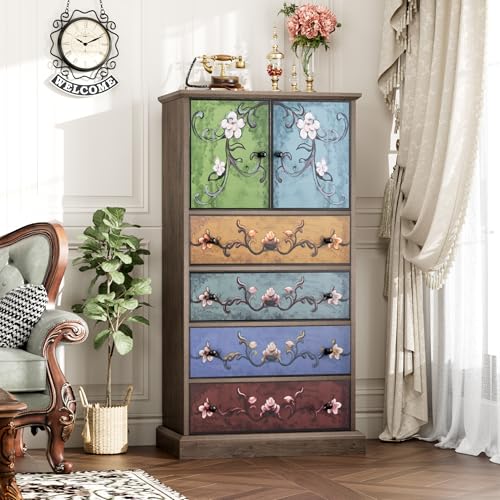 50'' Tall 4 Drawer 2 Door Wood Dresser M91625