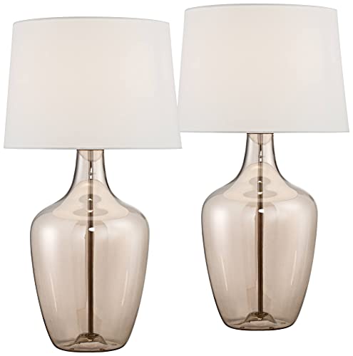 31" Tall Glass End Table Lamps Set of 2 D950
