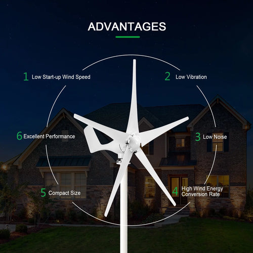 1200W 12V 5 Blades Wind Turbine Generator Kit N7898