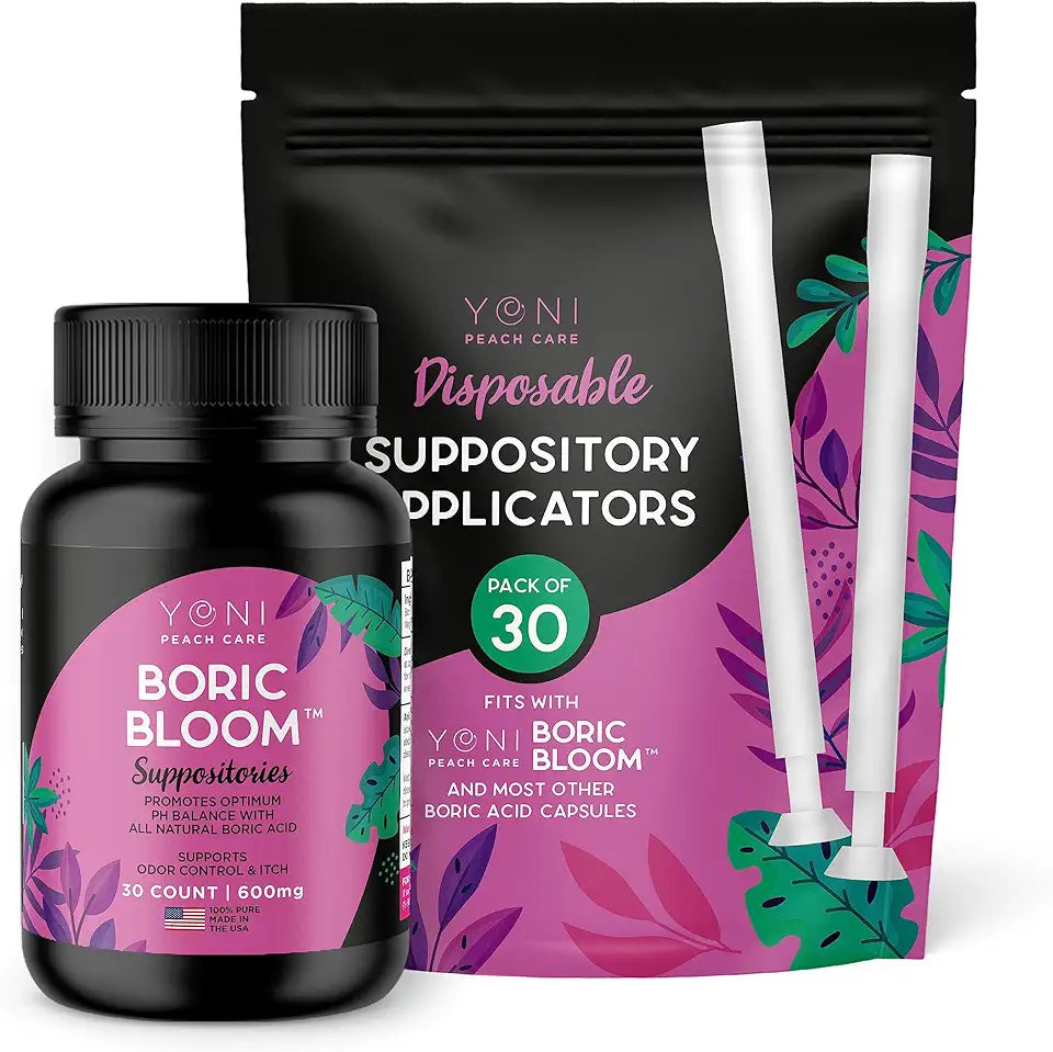 Boric Acid Suppositories and Applicator Bundle 30 Suppository 30 Applicators V819