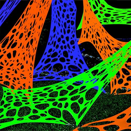 Giant Durable Spider Webs Halloween Decorations Outdoor with 3 Blacklight K1154