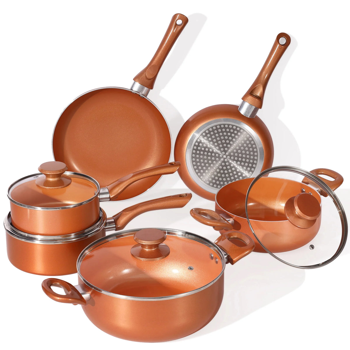 10-Piece Ceramic Nonstick Aluminum Cookware Set W714328
