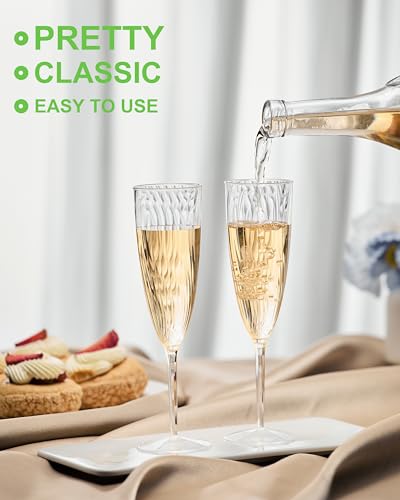 24Pcs 6 Oz Clear Plastic Champagne Flutes H48378