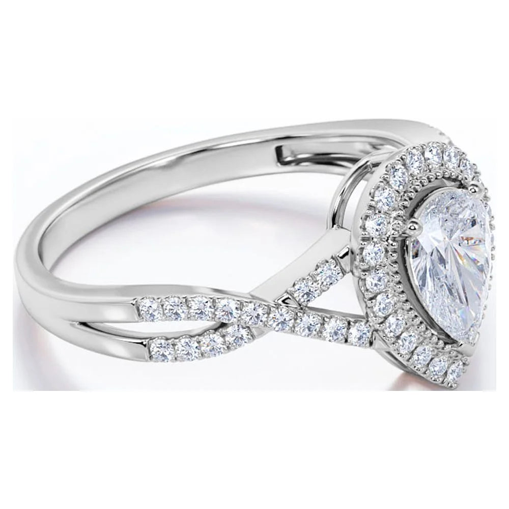 1.75 Carat Pear Cut Moissanite Engagement Ring Y788