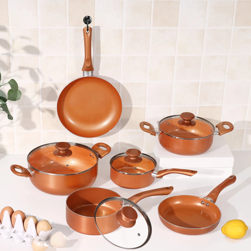 10-Piece Ceramic Nonstick Aluminum Cookware Set W714328