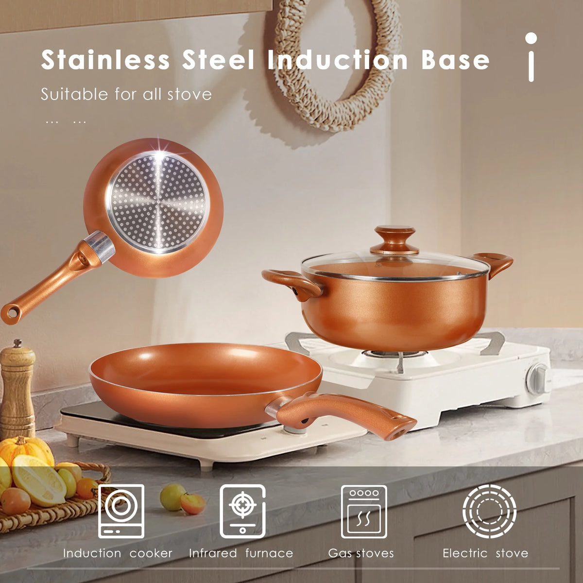 10-Piece Ceramic Nonstick Aluminum Cookware Set W714328