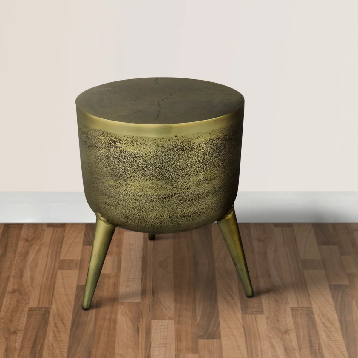16 Inch Antique Brass Aluminum Side End Table P75599
