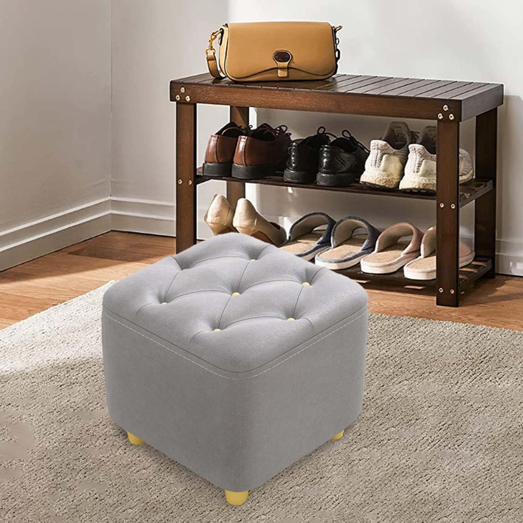 Gray Square Ottoman Stool B7860