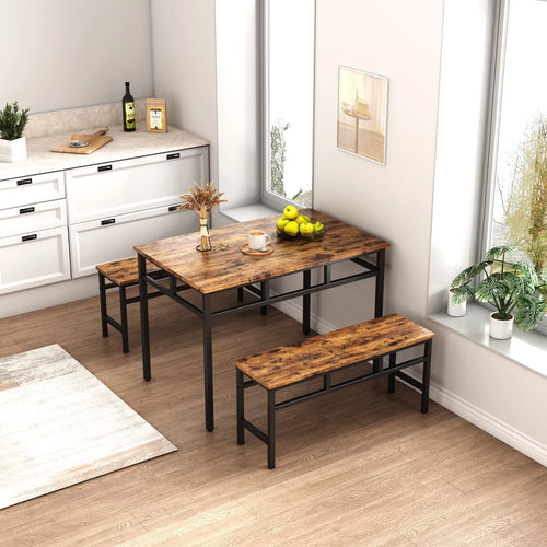 3-Piece Kitchen Table Set with 2 Benches O44195