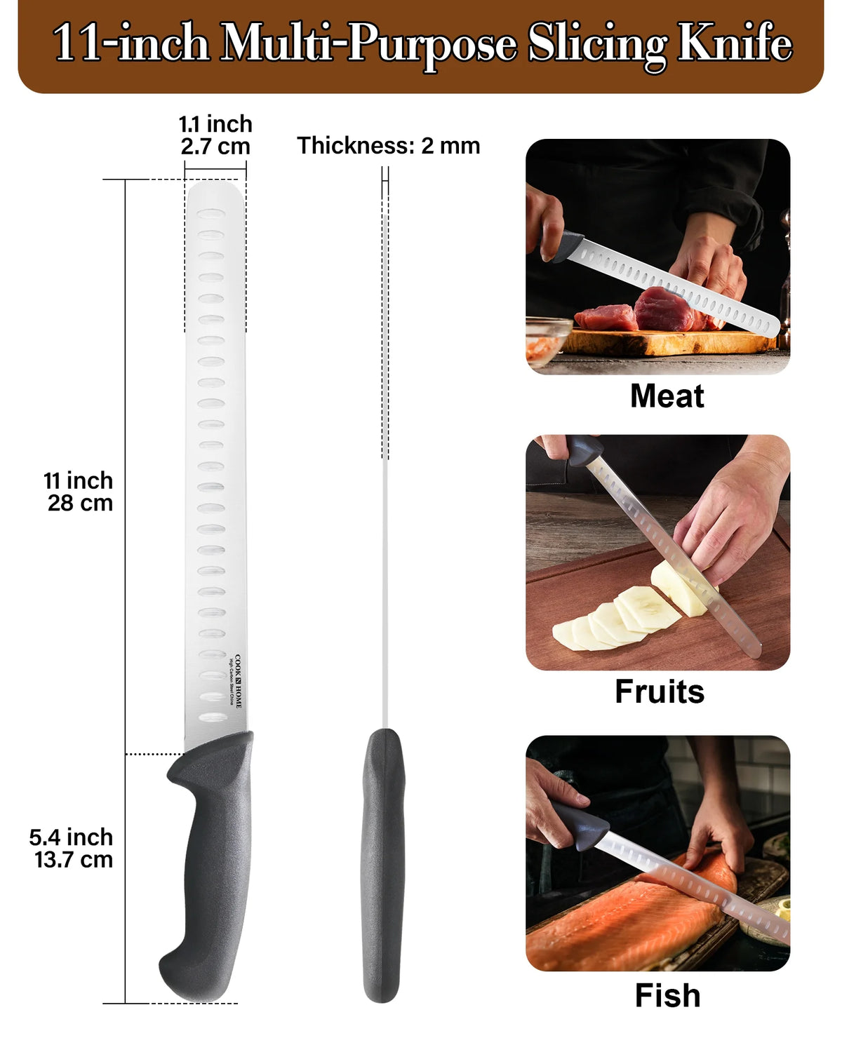 11-inch High Carbon Stainless Steel Slicing Carving Knife O681742