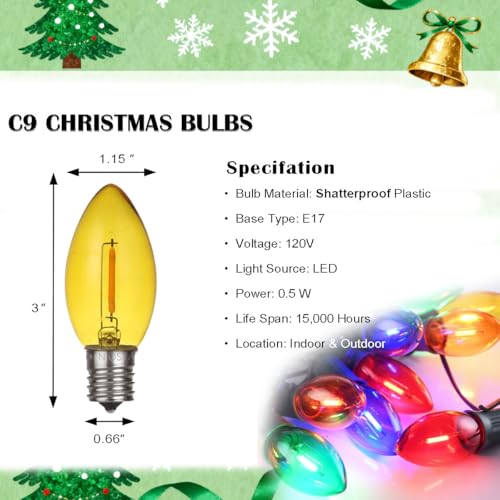 C9 LED Christmas Pathway Lights Multicolor 30 Ft 20 Bulbs K382181
