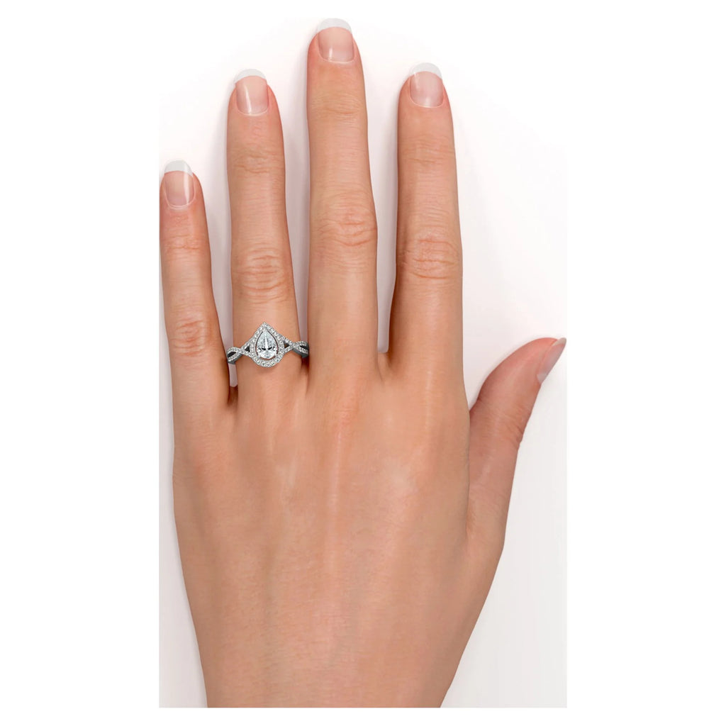 1.75 Carat Pear Cut Moissanite Engagement Ring Y788