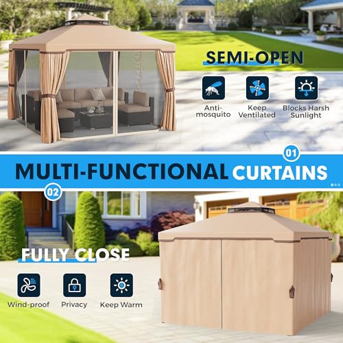 10 x 10 FT Outdoor Gazebo with Vented Soft Canopy and Mosquito Netting X443680