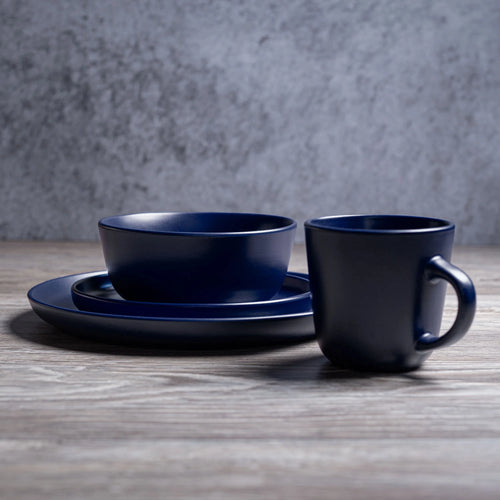 16-Piece Matte Dark Blue Ceramic Stoneware Dinnerware Set N1499