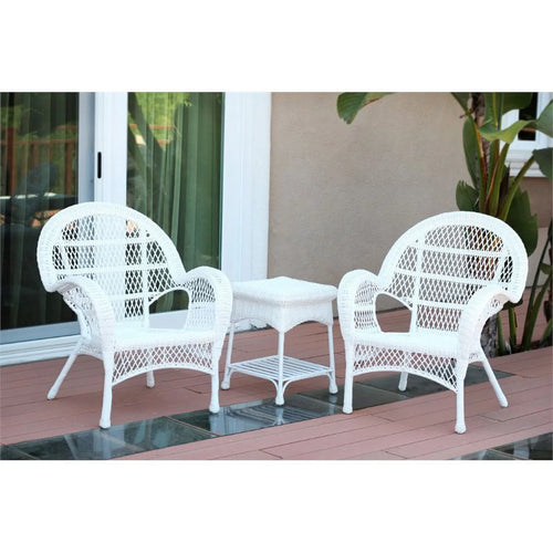 3 Piece Wicker Outdoor Garden Set in White Y862221