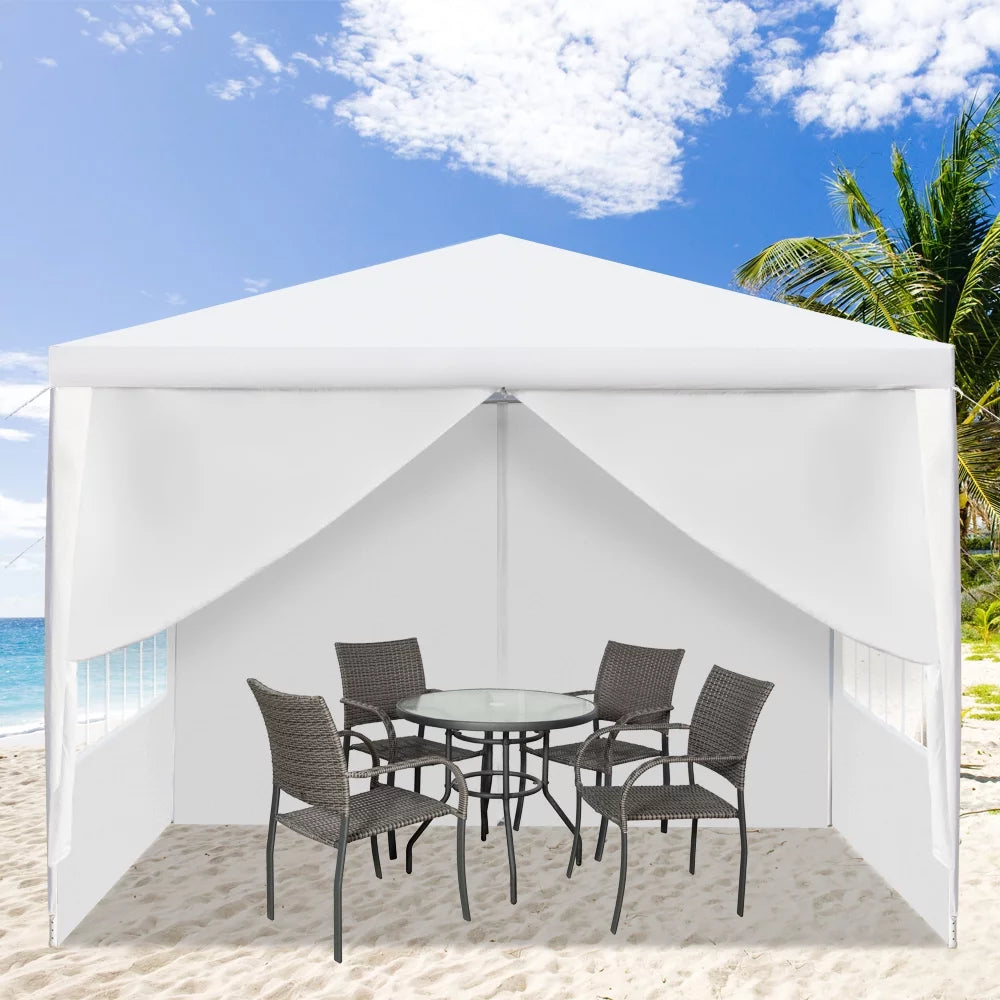 10' x 10' White Canopy Tent with 4 SideWalls O6211