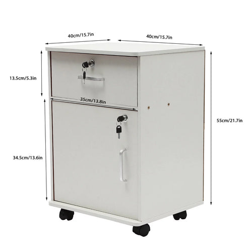 2-Tier Rolling File Storage Cabinet with Lock L1353