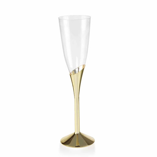 30 Pack 5 oz Gold Plastic Champagne Flutes S29689