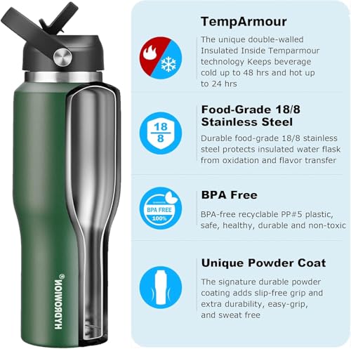 32oz Double Wall Vacuum Stainless Steel Insulated Water Bottle with Straw Lid L8718