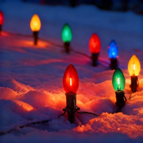 C9 LED Christmas Pathway Lights Multicolor 30 Ft 20 Bulbs K382181