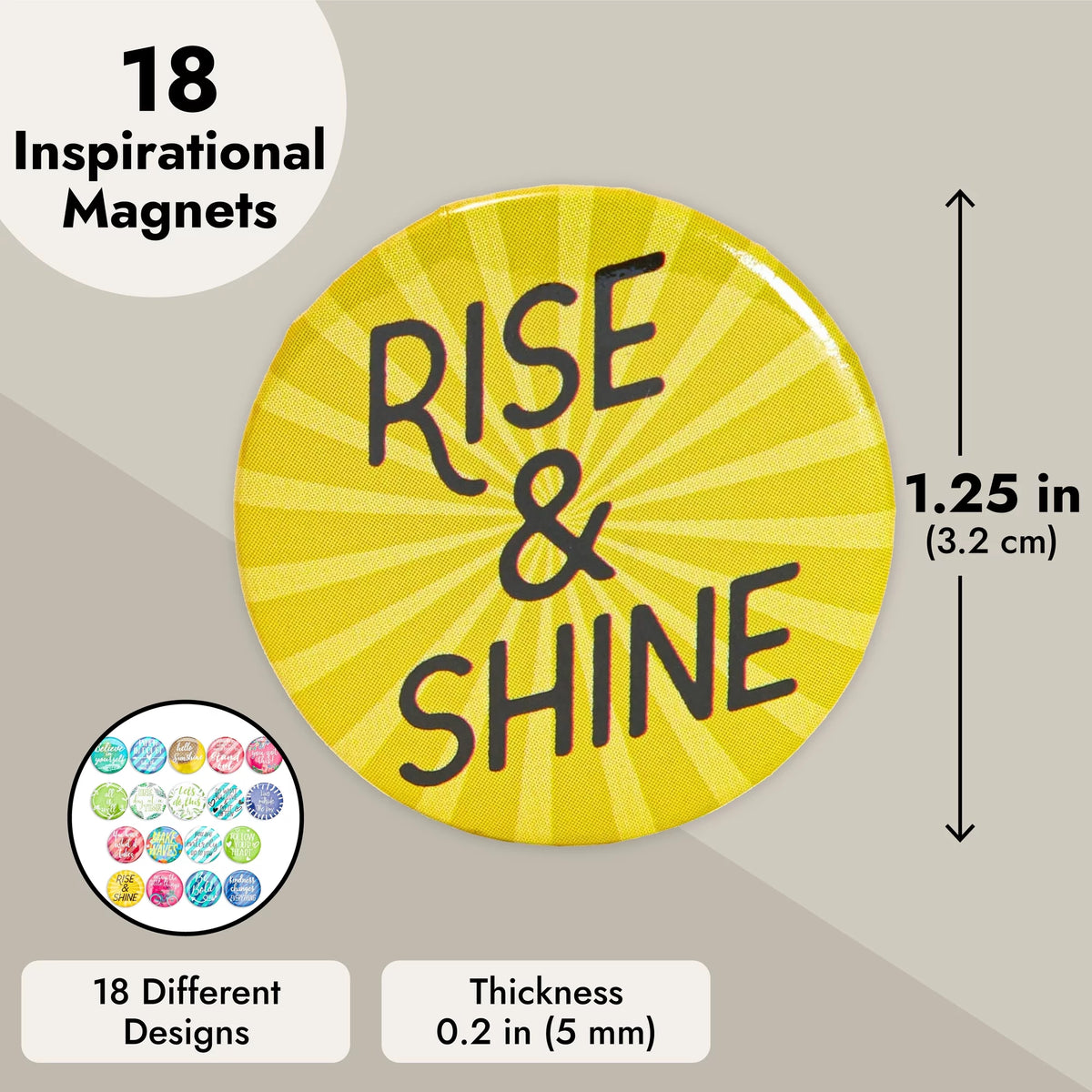18 Pack Colorful Inspirational Magnets 1.25 In V1879