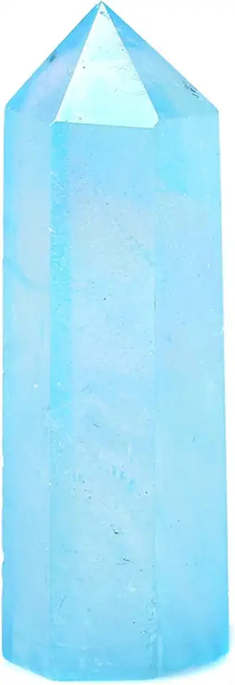 Blue Aura Clear Quartz Crystal Point Wand 50-60mm U232087