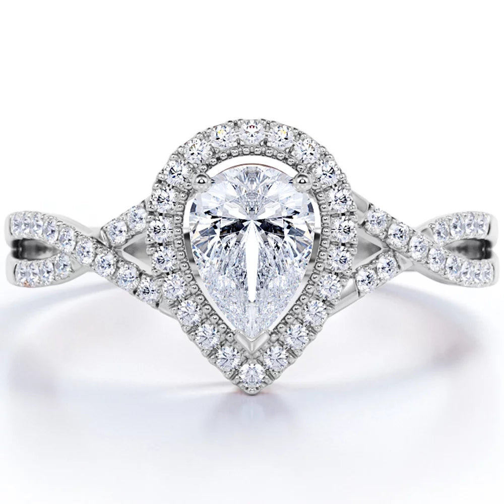 1.75 Carat Pear Cut Moissanite Engagement Ring Y788