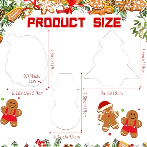 3 Pcs 7.5" Stainless Steel Christmas Cookie Cutters W1805