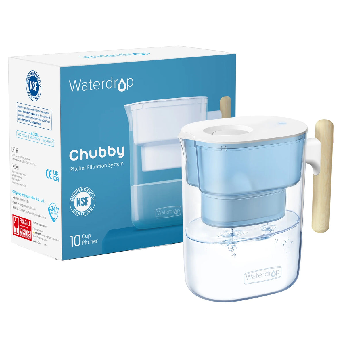 10-Cup Water Filter Pitcher with 1 Filter, BPA Free D360
