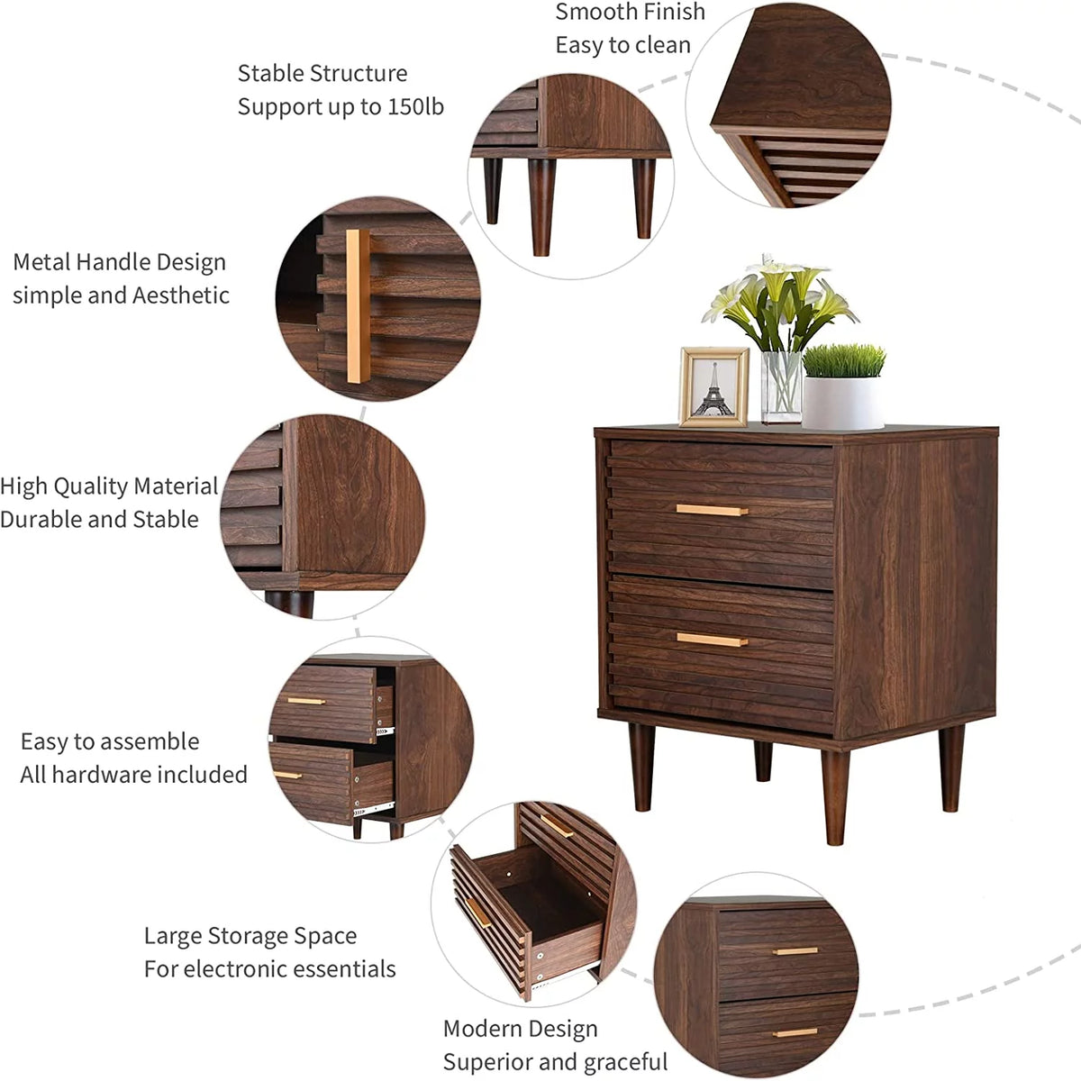 Set of 2 Nightstands with 2 Drawers C665