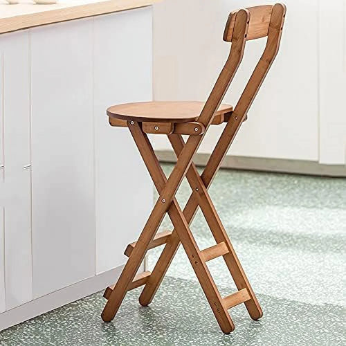 24 inch Rustic Folding Wood Barstools with Backrest K6238