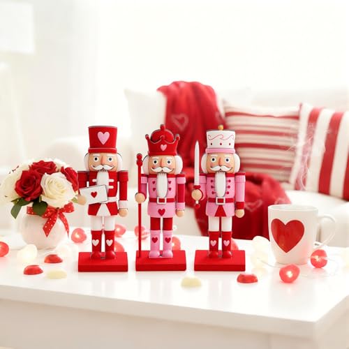 3 Pcs 7 in Wooden Christmas Nutcracker Decorations W91697