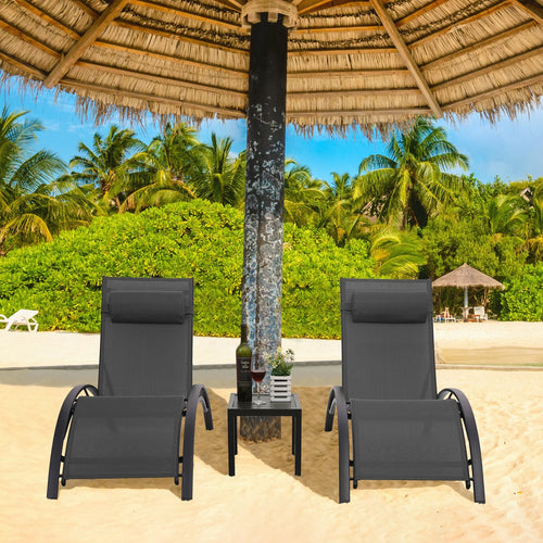 3pcs Aluminum Adjustable Chaise Lounge Chairs Q72552